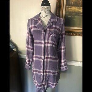 Lavender Plaid Long Sleeve Shirt M Dress